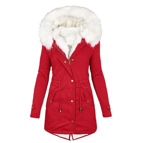 Abrigos de invierno para mujer, parkas con capucha de talla grande, chaquetas gruesas con forro de lana sintética, prendas de vestir exteriores informales con cremallera y bolsillos 