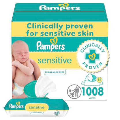 Pampers Baby Wipes Sensitive Perfume Free 12X Pop-Top Packs 1008 Count