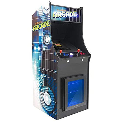 Creative Arcades Full-Size Commercial Grade 2-Player Cabinet Arcade Machines with Built-in Fridge (4500 Games, Trackball)