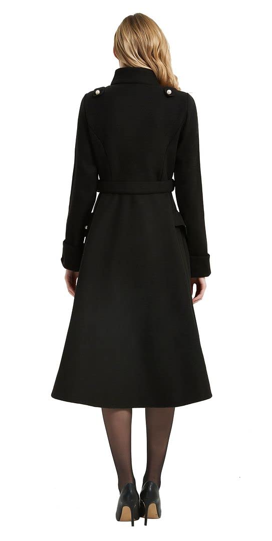 QZUnique Trench Coat pour Femmes Gothique Punk Col Caban Hiver Vêtements D'extérieur Femmes Longue Polaire Caban Veste Slim Capuche Robe Manteau