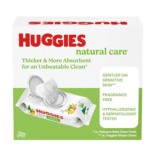 Huggies Natural Care Sensitive Baby Wipes, Unscented, Hypoallergenic, 99% Purified Water, 15 Flip-Top Packs (960 Wipes Total)