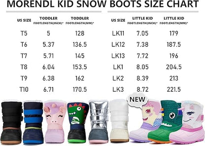 MORENDL Kids' Snow Boots Insulated Waterproof Fur Lined Warm Anti-Slip Winter Shoes for Boys and Girls Outdoor Walking(Toddler/Little Kid)