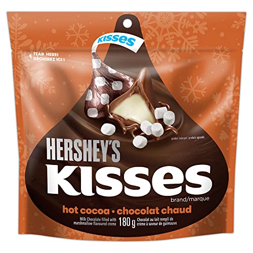 Chocolate caliente KISSES de Hershey, dulces navideños y para fiestas, 180 g 