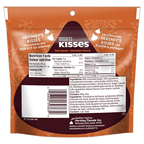 Bonbons de Noël et de fêtes au chocolat chaud KISSES de Hershey's, 180 g 