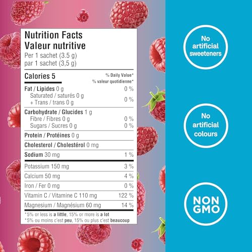 Poudre d'électrolytes Organika - Sachets de limonade rose - Hydratation sans sucre à emporter et réapprovisionnement en électrolytes avec prébiotiques et vitamine C 3,5 g x 20 ct 