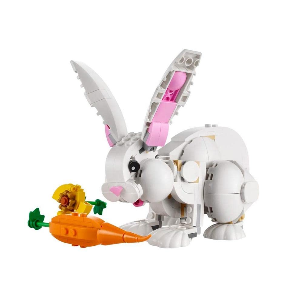 LEGO Creator 3 en 1 Ensemble de construction d'animaux Lapin blanc, jouet STEM pour enfants de 8 ans et plus, se transforme de lapin en phoque en perroquet, jouet de construction créatif pour garçons et filles, 31133 