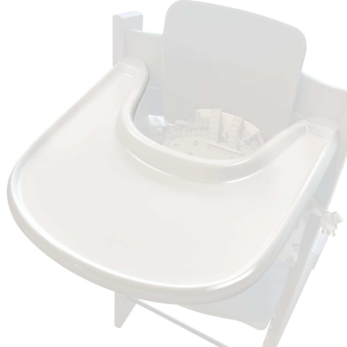 Plateau pour chaise haute pour bébé LuQiBabe compatible avec la chaise Stokke Tripp Trapp avec surface lisse et forte puissance d'aspiration - Blanc 