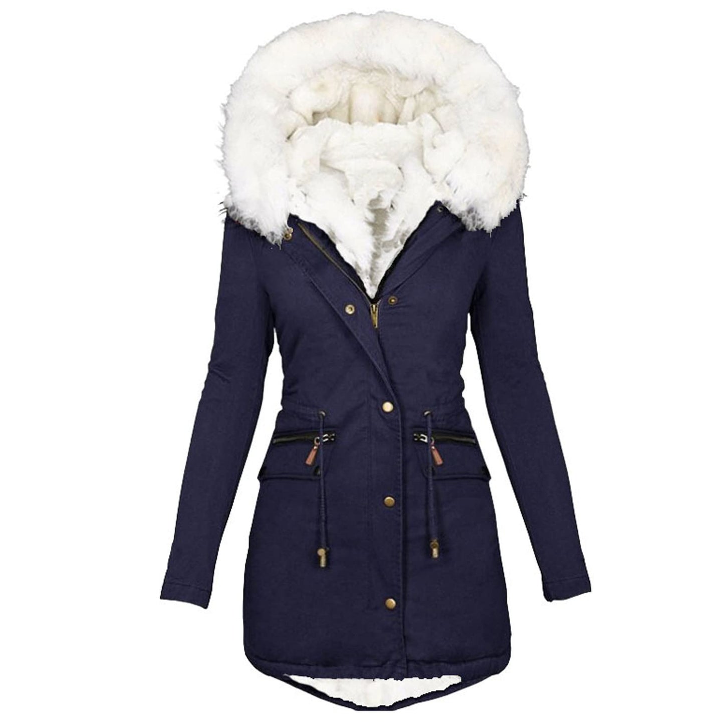 Abrigos de invierno para mujer, parkas con capucha de talla grande, chaquetas gruesas con forro de lana sintética, prendas de vestir exteriores informales con cremallera y bolsillos 