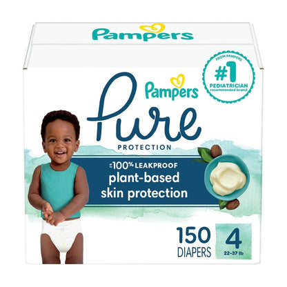 Pañales desechables para bebé hipoalergénicos y sin fragancia, tamaño 1, 198 unidades, Pampers Pure Protection 