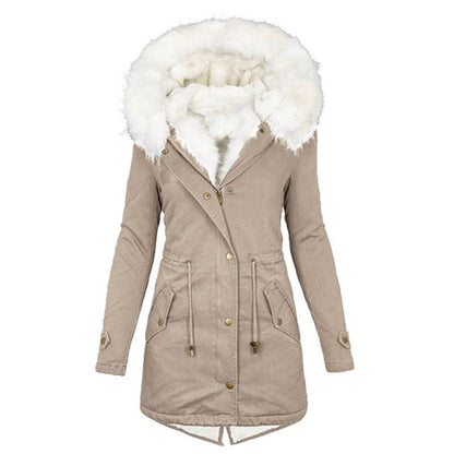 Abrigos de invierno para mujer, parkas con capucha de talla grande, chaquetas gruesas con forro de lana sintética, prendas de vestir exteriores informales con cremallera y bolsillos 