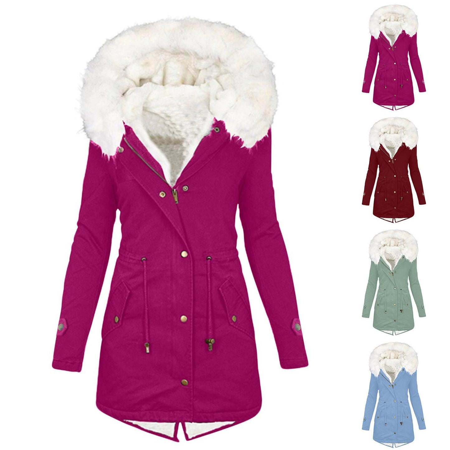 Abrigos de invierno para mujer, parkas con capucha de talla grande, chaquetas gruesas con forro de lana sintética, prendas de vestir exteriores informales con cremallera y bolsillos 