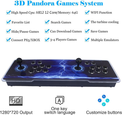 LIFAVOVY Upgraded Arcade Games Machines for Home Pandora Box 18s Arcade Console - 8000 Games Installed, WiFi,Support 3D Games,1280x720 Full HD,Favorite List,Multi-Player Game Controls