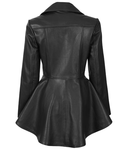 Decrum Leather Jacket For Women - Real Lambskin Casual Peplum Asymmetrical Style Womens Leather Jackets