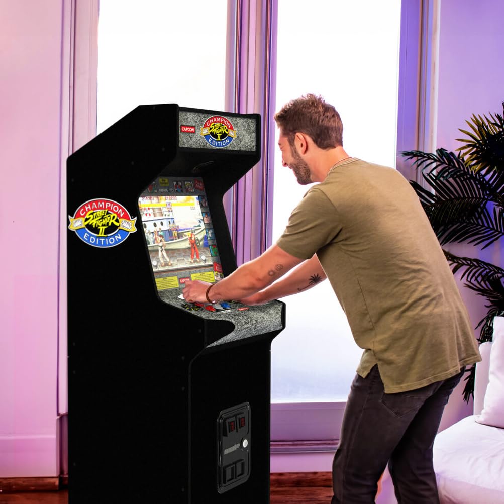 Arcade1Up Machine d'arcade multijoueur avec écran LCD haute résolution de 17 pouces Time Crisis, Point Blank et Steel Gunner Light Gun avec armoire debout pour la maison 