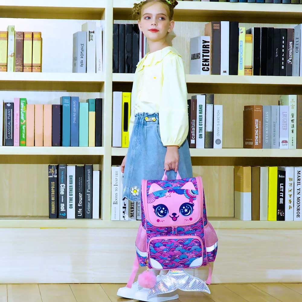 3PCS Kids Backpack for Girls, 15" Sequin Bookbag with Lunch Box, Leopard School Bag Set for Elementary Preschool Toddler