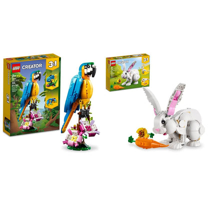 LEGO Creator 3 in 1 Exotic Parrot Building Toy Set, Transforms to 3 Different Animal Figures - from Colorful Parrot, to Swimming Fish, to Cute Frog, Creative Toys for Kids Ages 7 and Up, 31136