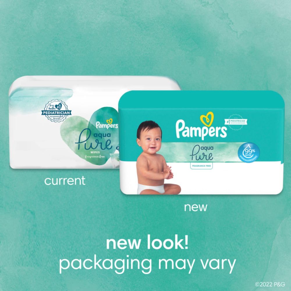 Pampers Aqua Pure Sensitive Baby Wipes 6X Pop-Top 336 Count