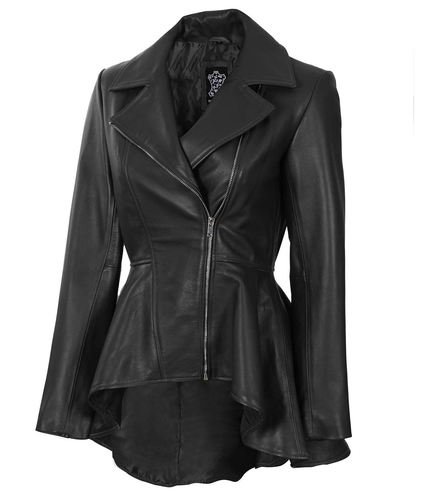 Decrum Leather Jacket For Women - Real Lambskin Casual Peplum Asymmetrical Style Womens Leather Jackets