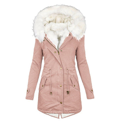 Abrigos de invierno para mujer, parkas con capucha de talla grande, chaquetas gruesas con forro de lana sintética, prendas de vestir exteriores informales con cremallera y bolsillos 