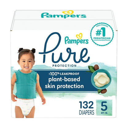 Pañales desechables para bebé hipoalergénicos y sin fragancia, tamaño 1, 198 unidades, Pampers Pure Protection 