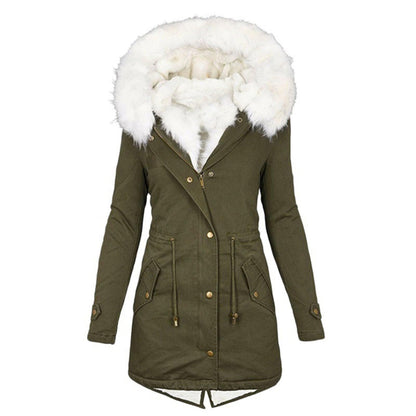 Abrigos de invierno para mujer, parkas con capucha de talla grande, chaquetas gruesas con forro de lana sintética, prendas de vestir exteriores informales con cremallera y bolsillos 