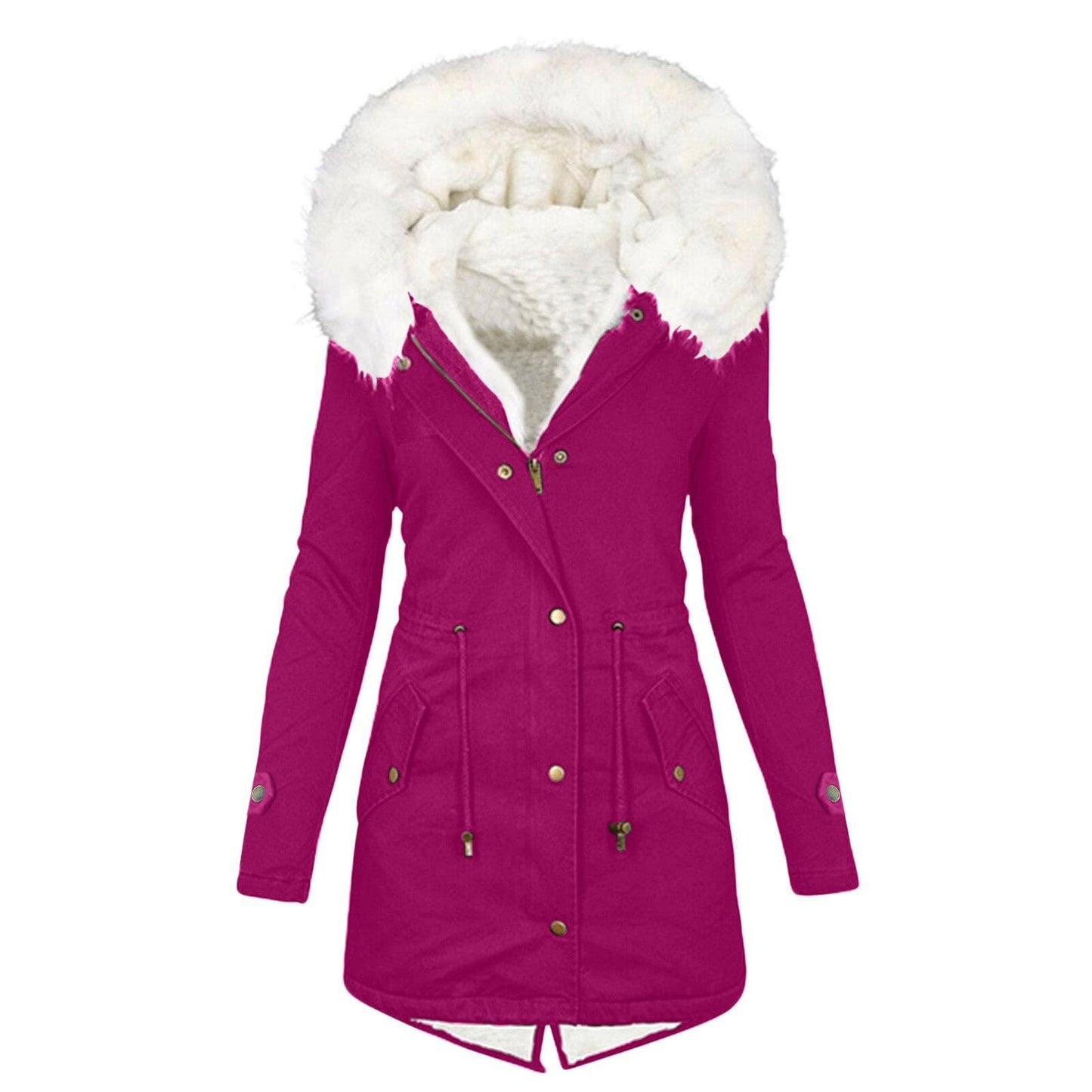 Abrigos de invierno para mujer, parkas con capucha de talla grande, chaquetas gruesas con forro de lana sintética, prendas de vestir exteriores informales con cremallera y bolsillos 