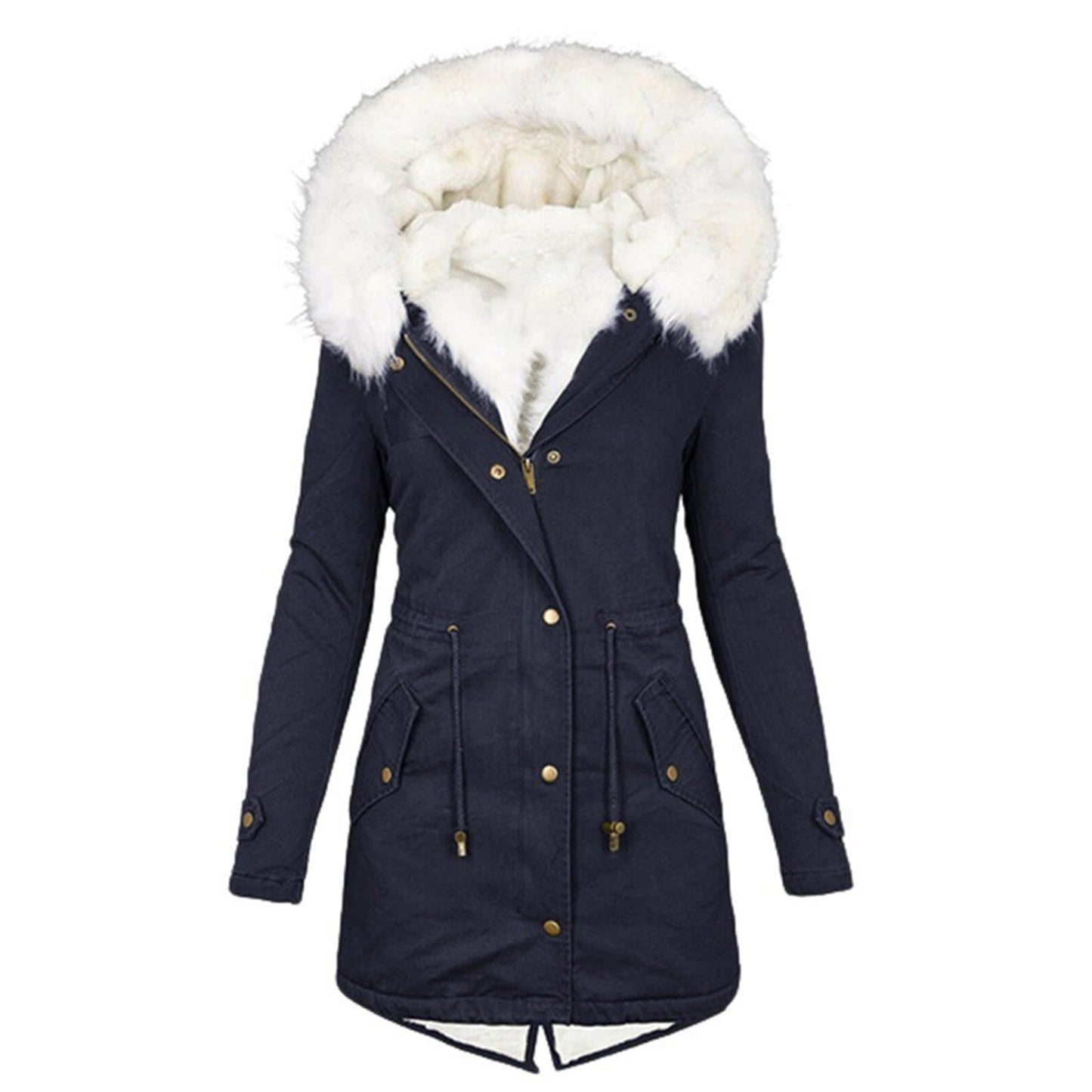 Abrigos de invierno para mujer, parkas con capucha de talla grande, chaquetas gruesas con forro de lana sintética, prendas de vestir exteriores informales con cremallera y bolsillos 