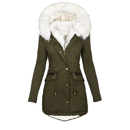 Abrigos de invierno para mujer, parkas con capucha de talla grande, chaquetas gruesas con forro de lana sintética, prendas de vestir exteriores informales con cremallera y bolsillos 