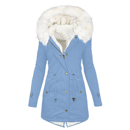 Abrigos de invierno para mujer, parkas con capucha de talla grande, chaquetas gruesas con forro de lana sintética, prendas de vestir exteriores informales con cremallera y bolsillos 