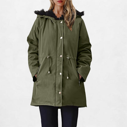 Abrigos de invierno para mujer, parkas con capucha de talla grande, chaquetas gruesas con forro de lana sintética, prendas de vestir exteriores informales con cremallera y bolsillos 