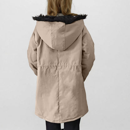 Abrigos de invierno para mujer, parkas con capucha de talla grande, chaquetas gruesas con forro de lana sintética, prendas de vestir exteriores informales con cremallera y bolsillos 