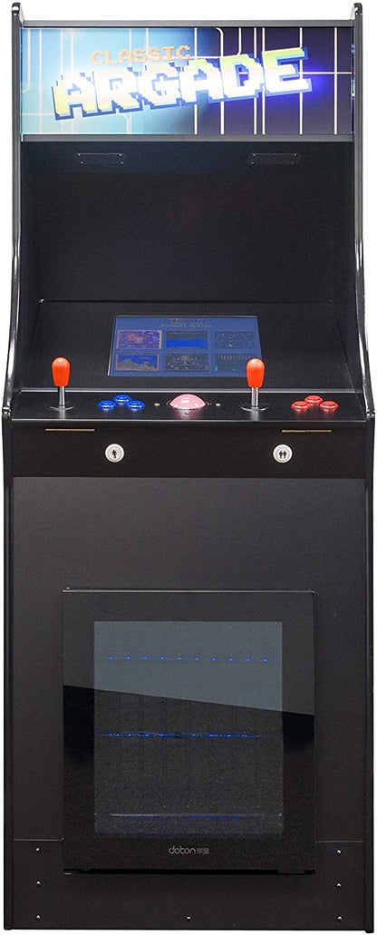 Creative Arcades Full-Size Commercial Grade 2-Player Cabinet Arcade Machines with Built-in Fridge (4500 Games, Trackball)