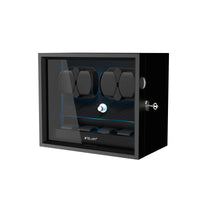 XTELARY Watch Winder for 4/6/8/12 Automatic Watches, Lockable Automatic Winders with Extra Watch Storages, 4 Rotation Modes, Flexible Watch Pillows, Quiet Mabuchi Motor, and Blue Backlight