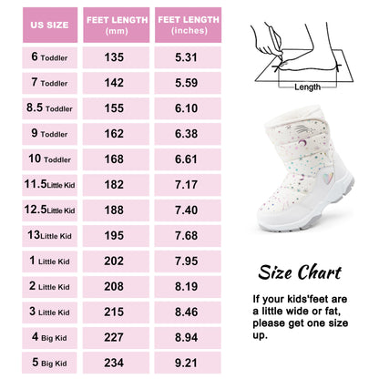 Girls Snow Boots Water-Resistant Warm Fur Lined Anti-Slip Winter Boots for Toddler/Little Kid/Big Kid