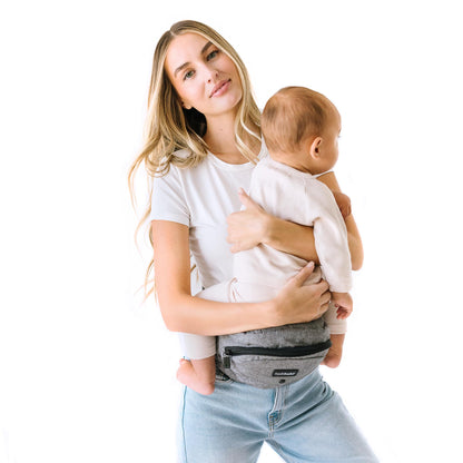 Tushbaby Le seul porte-bébé certifié pour la sécurité - Comme vu sur Shark Tank, porte-bébé ergonomique pour nouveau-nés, tout-petits et enfants, gris 