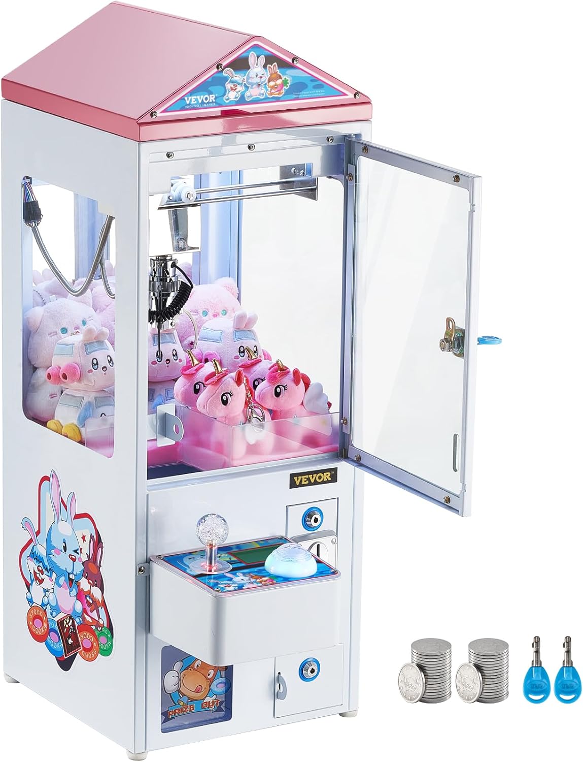 VEVOR Claw Machine, 0-3” Jaw Diameter 0-5” Jaw Lifting, Crane Prize Grabber Commercial Arcade Game Toys, Cool Fun Grab-and-Win Machine w/Light and Sound, Dispenser Vending Toy for Kids,Boys &Girls