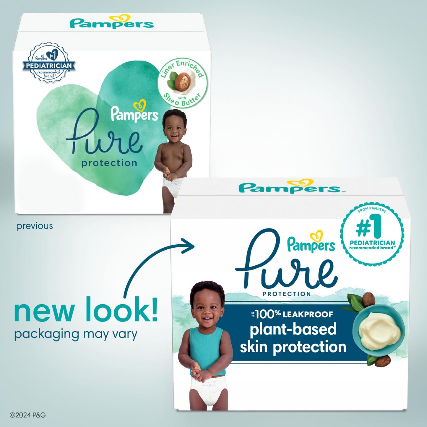 Pañales desechables para bebé hipoalergénicos y sin fragancia, tamaño 1, 198 unidades, Pampers Pure Protection 