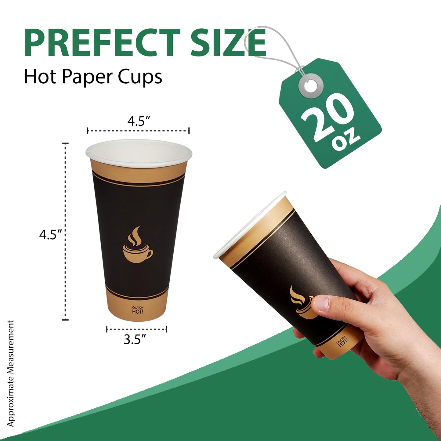 Gobelet en papier pour boissons chaudes Morning Dew (16 oz, 1000 unités), gobelets à café chauds à emporter, gobelets jetables pour boissons chaudes, gobelets en papier parfaits pour les restaurants et les cafés à emporter 