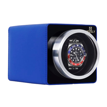 MOZSLY Watch Winder for Automatic Watches with Quiet Mabuchi Motor 12 Rotation Mode Setting Leather