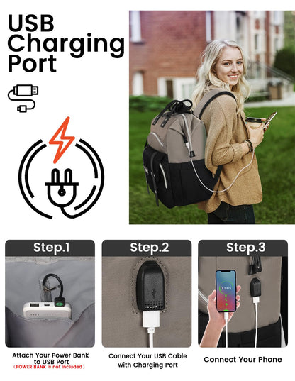 Laptop Backpack for Women,College Work Teacher backpack for 15.6 Inch laptop with USB Charging Port,Travel Anti Theft Laptops Backpack RFID Anti Theft, School Shoulder Purse Bags