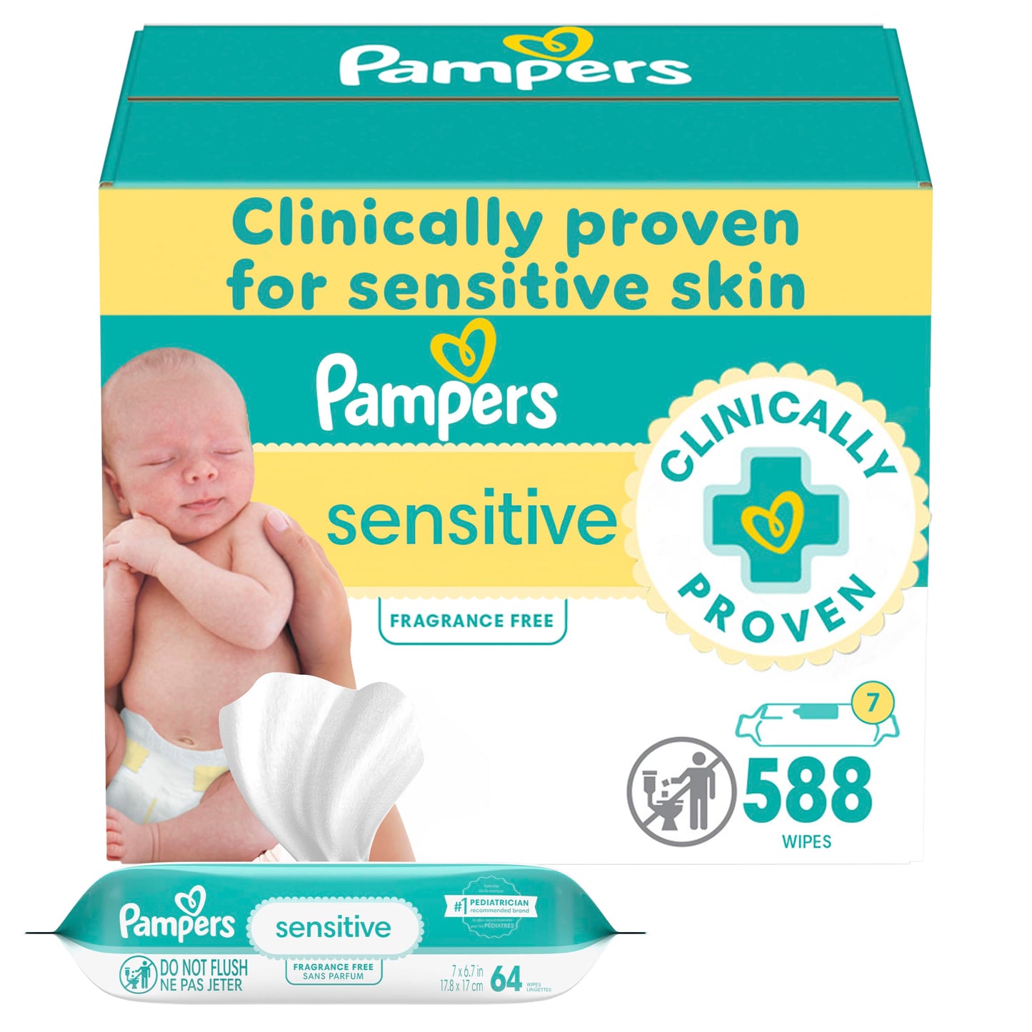 Pampers Baby Wipes Sensitive Perfume Free 12X Pop-Top Packs 1008 Count