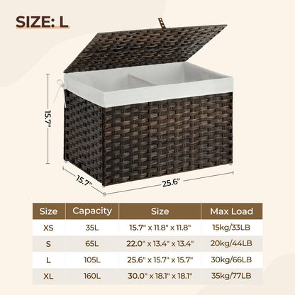 Panier de rangement Greenstell avec couvercle, grand panier à étagères tissé à la main de 65 L avec doublure en coton et cadre en métal, pliable et facile à installer, panier de rangement avec poignée pour chambre à coucher, buanderie