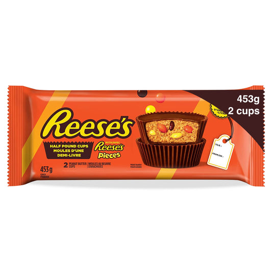 Tasses d'une demi-livre de Reese's farcies de morceaux de Reese's, barre au beurre d'arachide et au chocolat, bonbons des Fêtes, cadeau en chocolat - 453 g (deux tasses par paquet) 