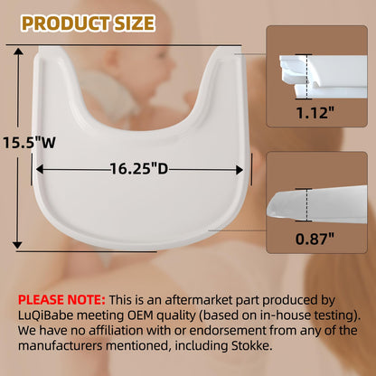 Plateau pour chaise haute pour bébé LuQiBabe compatible avec la chaise Stokke Tripp Trapp avec surface lisse et forte puissance d'aspiration - Blanc 