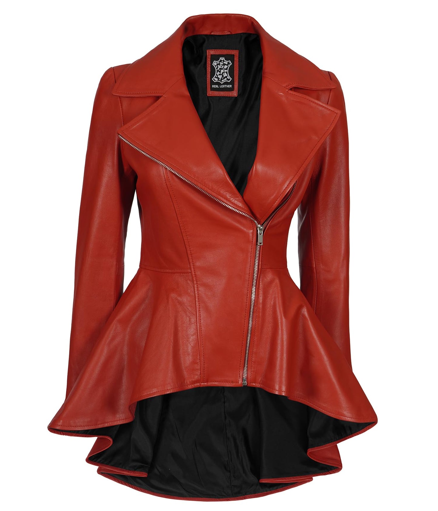 Decrum Leather Jacket For Women - Real Lambskin Casual Peplum Asymmetrical Style Womens Leather Jackets