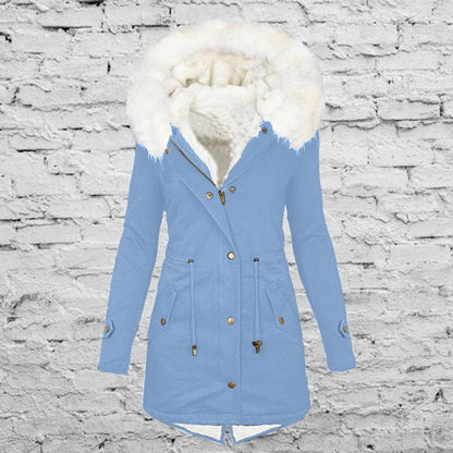 Abrigos de invierno para mujer, parkas con capucha de talla grande, chaquetas gruesas con forro de lana sintética, prendas de vestir exteriores informales con cremallera y bolsillos 