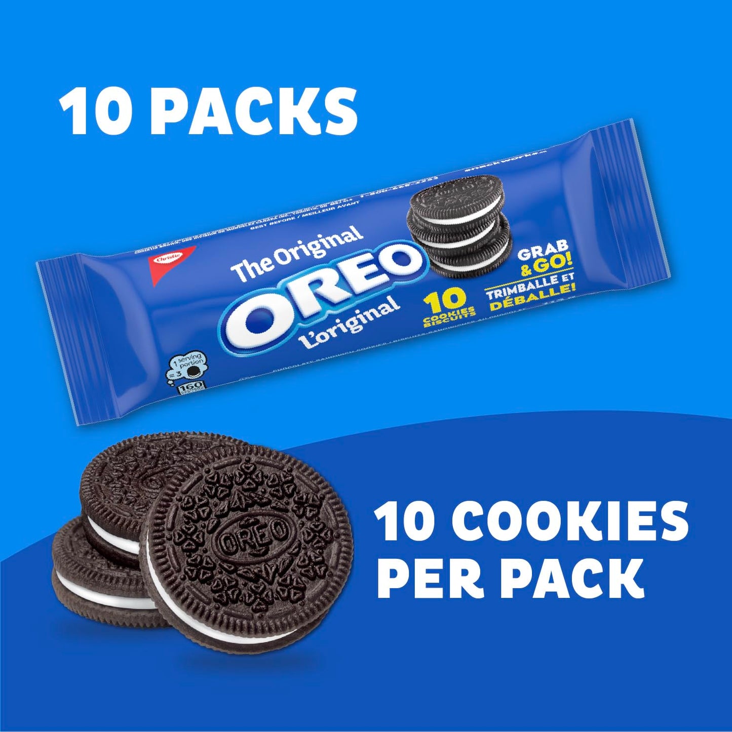 Biscuits sandwich au chocolat OREO, emballages de collations originaux, collations scolaires, 440 g 