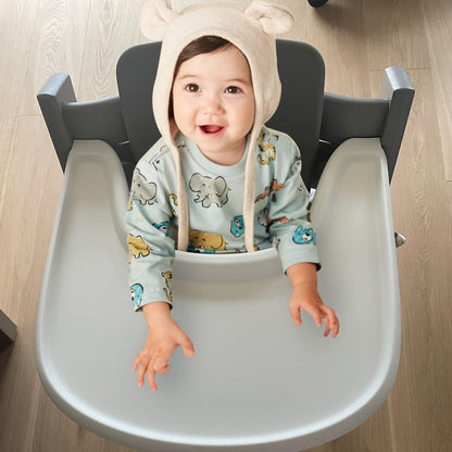 Plateau pour chaise haute pour bébé LuQiBabe compatible avec la chaise Stokke Tripp Trapp avec surface lisse et forte puissance d'aspiration - Blanc 