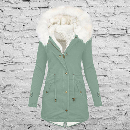 Abrigos de invierno para mujer, parkas con capucha de talla grande, chaquetas gruesas con forro de lana sintética, prendas de vestir exteriores informales con cremallera y bolsillos 