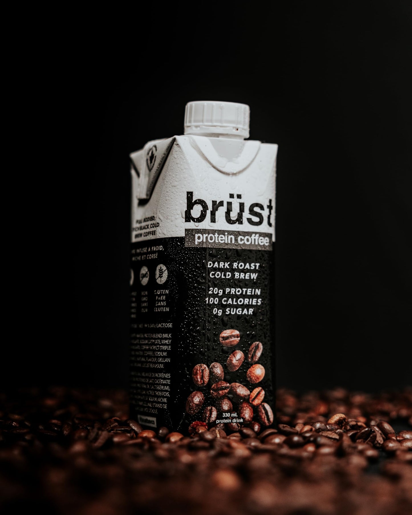 BRÜST PROTEIN COFFEE LIGHT ROAST - Pack de 12 (20 g de protéines, 120 mg de caféine, 120 calories) Léger, légèrement sucré, 330 ml, Brust Cold Brew Iced Coffee - COMME VU DANS DRAGON'S DEN 